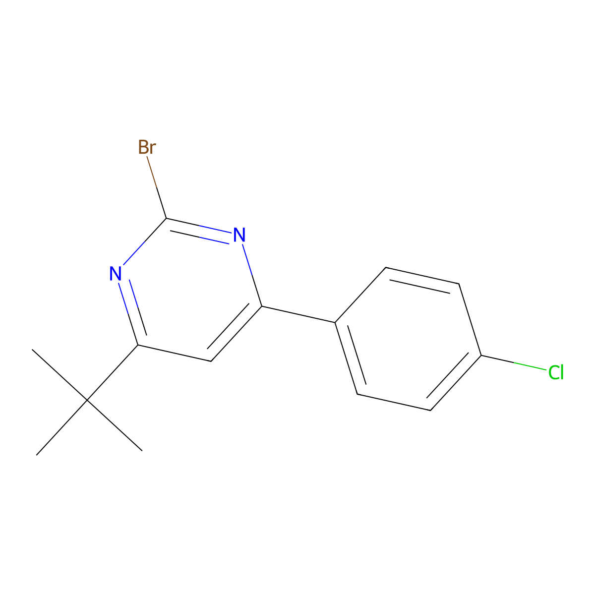 2-Bromo-4-(4-chlorophenyl)-6-(tert-butyl)pyrimidine molecular structure, CAS 1412957-03-9