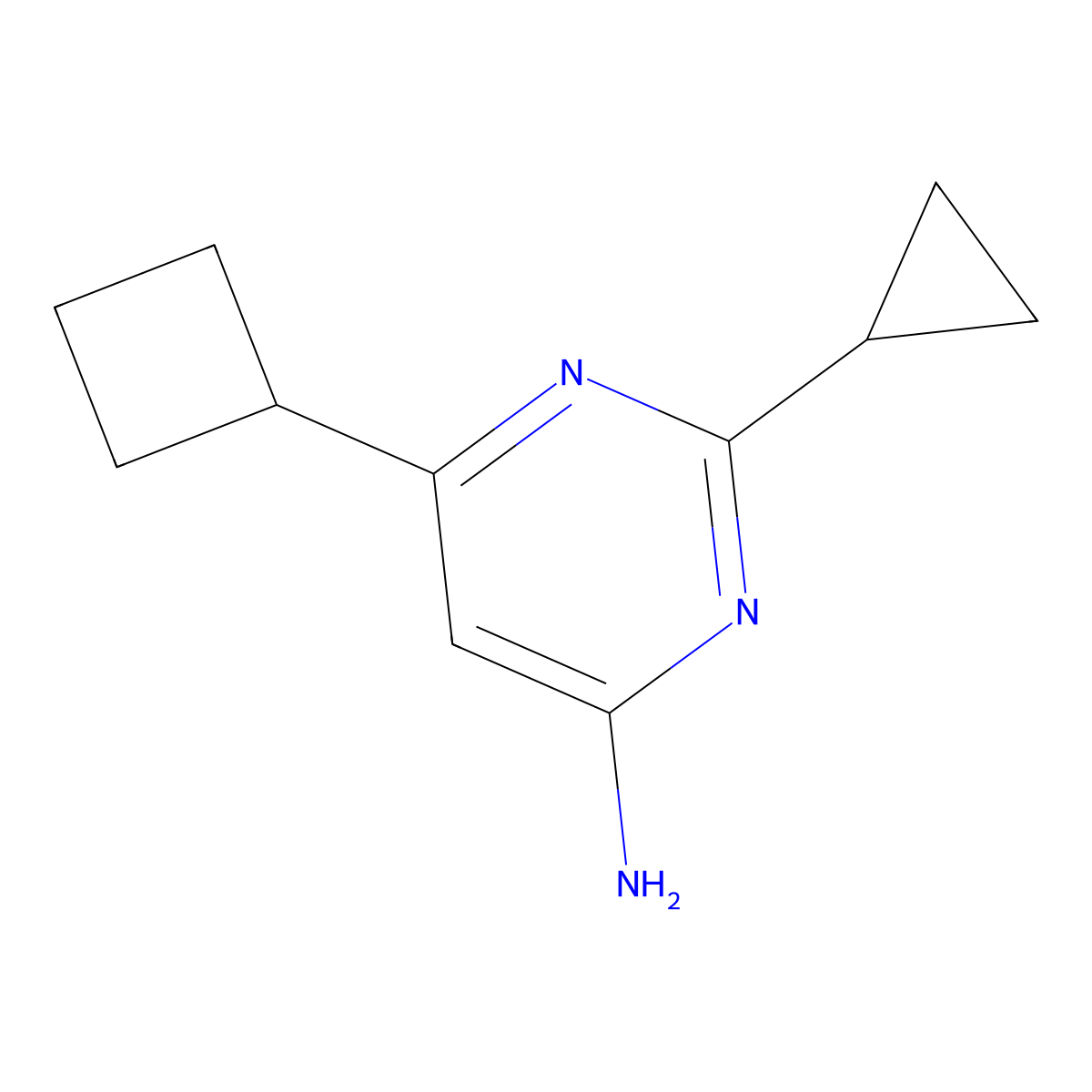 6-Cyclobutyl-2-cyclopropylpyrimidin-4-amine molecular structure, CAS 1412957-06-2
