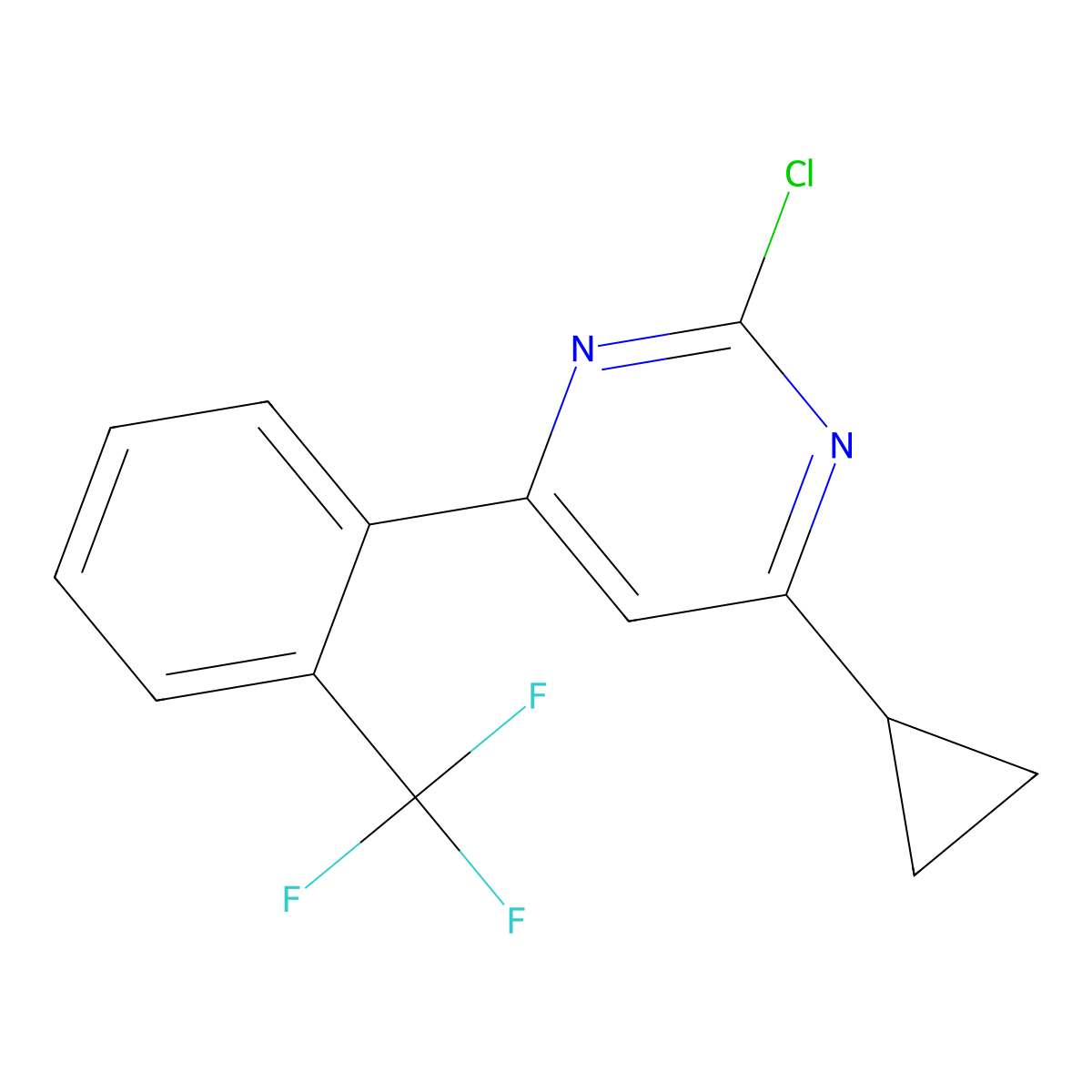 2-Chloro-4-(2-trifluoromethylphenyl)-6-cyclopropylpyrimidine molecular structure, CAS 1412957-09-5