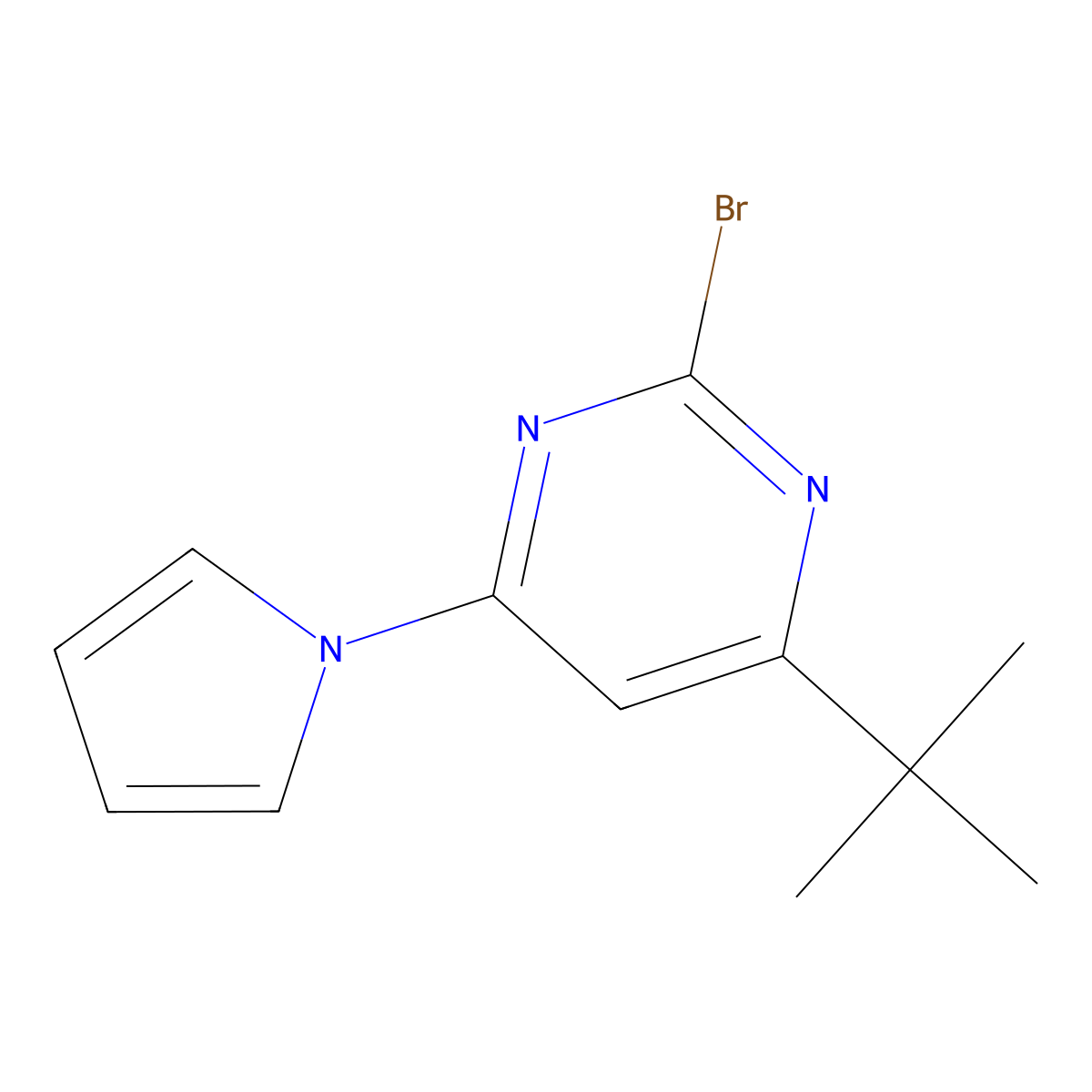 2-bromo-4-(1H-pyrrol-1-yl)-6-(tert-butyl)pyrimidine molecular structure, CAS 1412957-10-8