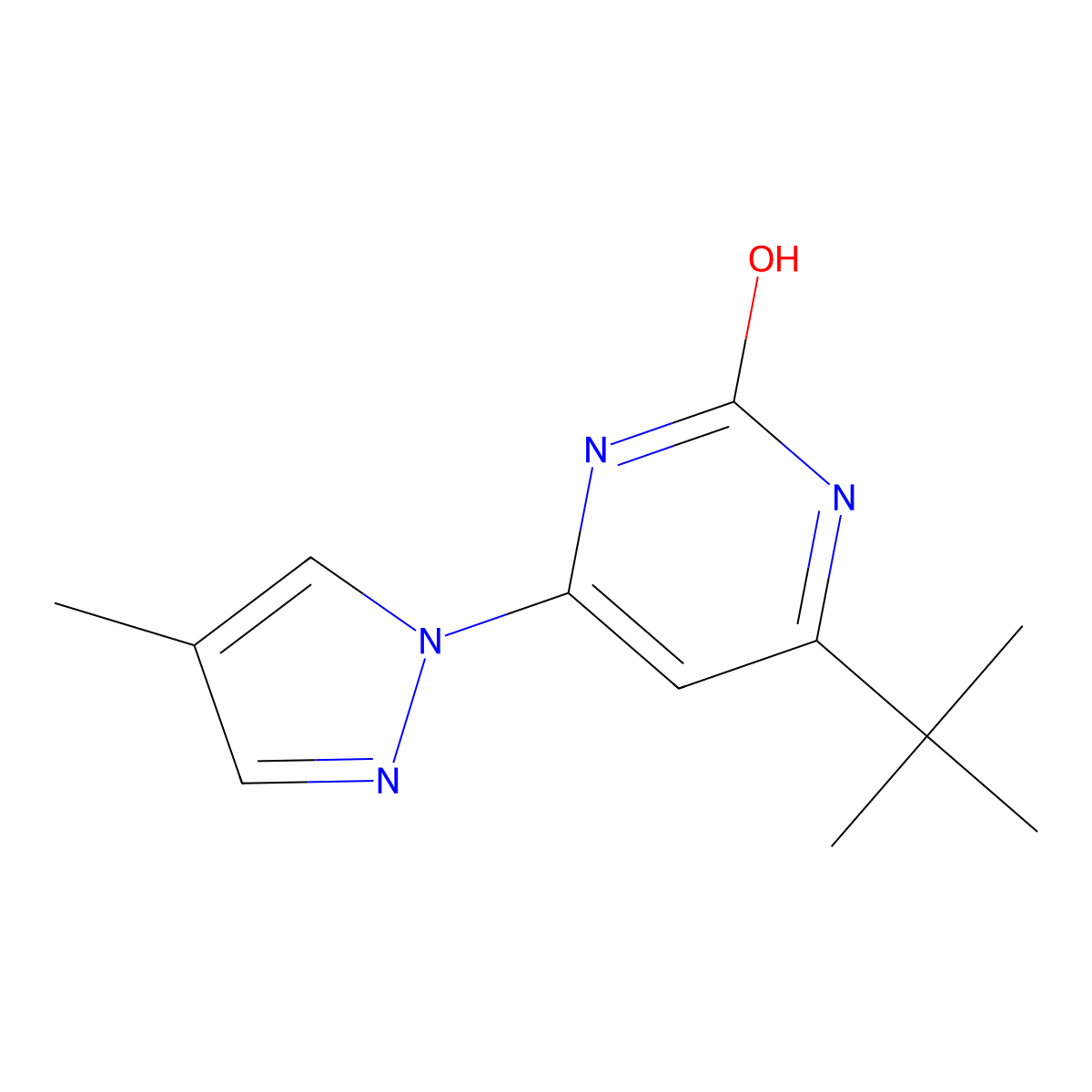 2-hydroxy-4-(1H-4-methylpyrozol-1-yl)-6-(tert-butyl)pyrimidine molecular structure, CAS 1412957-17-5