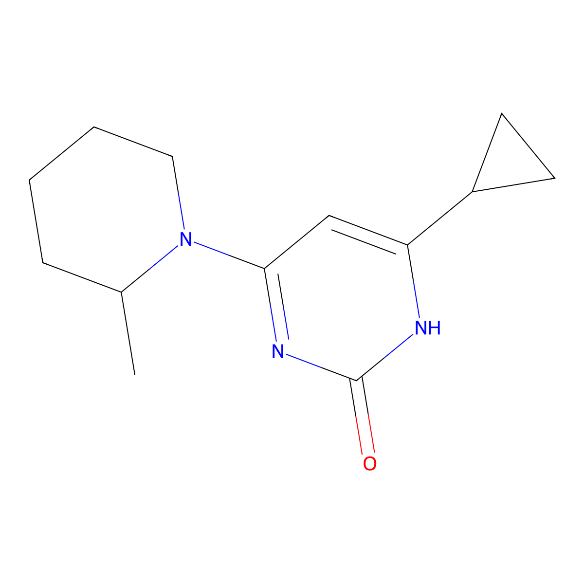 2-Hydroxy-4-(2-methylpiperidin-1-yl)-6-cyclopropylpyrimidine molecular structure, CAS 1412957-21-1