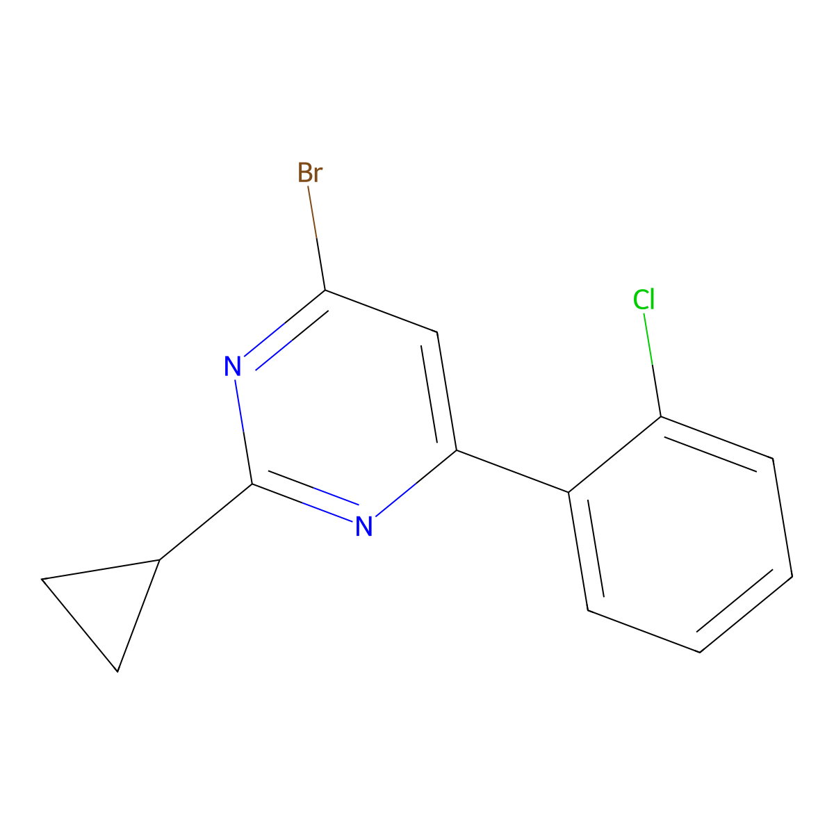 4-Bromo-2-cyclopropyl-6-(2-chlorophenyl)pyrimidine molecular structure, CAS 1412957-24-4