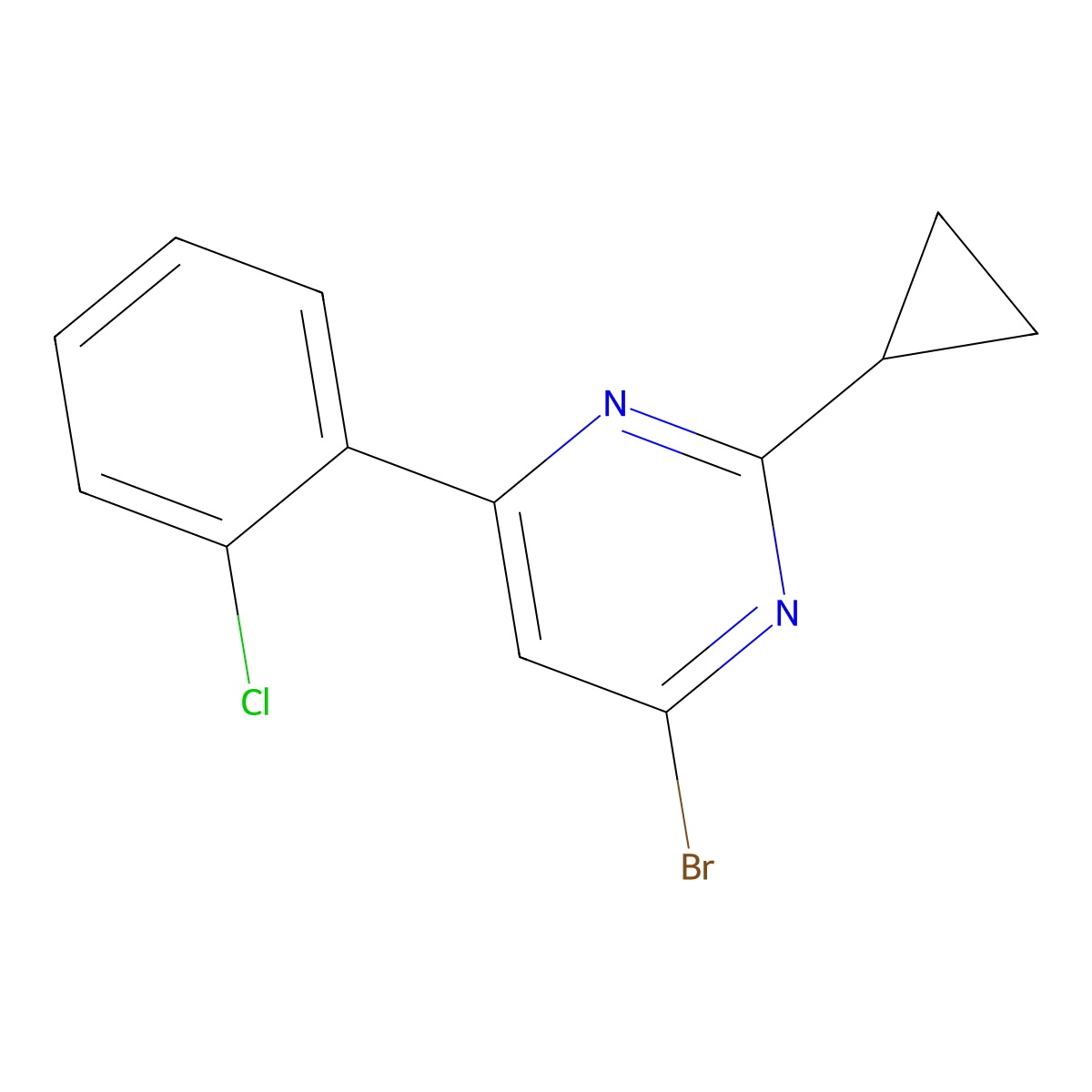 4-Bromo-2-cyclopropyl-6-(2-chlorophenyl)pyrimidine molecular structure, CAS 1412957-24-4