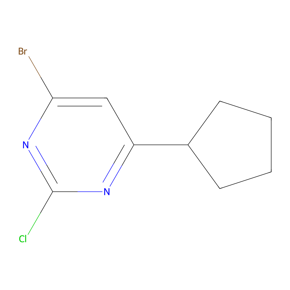 4-Bromo-2-chloro-6-cyclopentylpyrimidine molecular structure, CAS 1412957-29-9