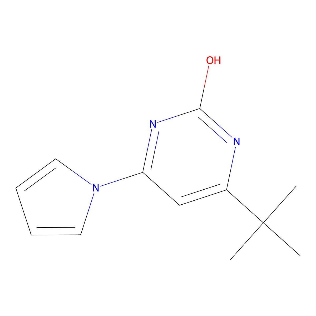 2-hydroxy-4-(1H-pyrrol-1-yl)-6-(tert-butyl)pyrimidine molecular structure, CAS 1412957-34-6