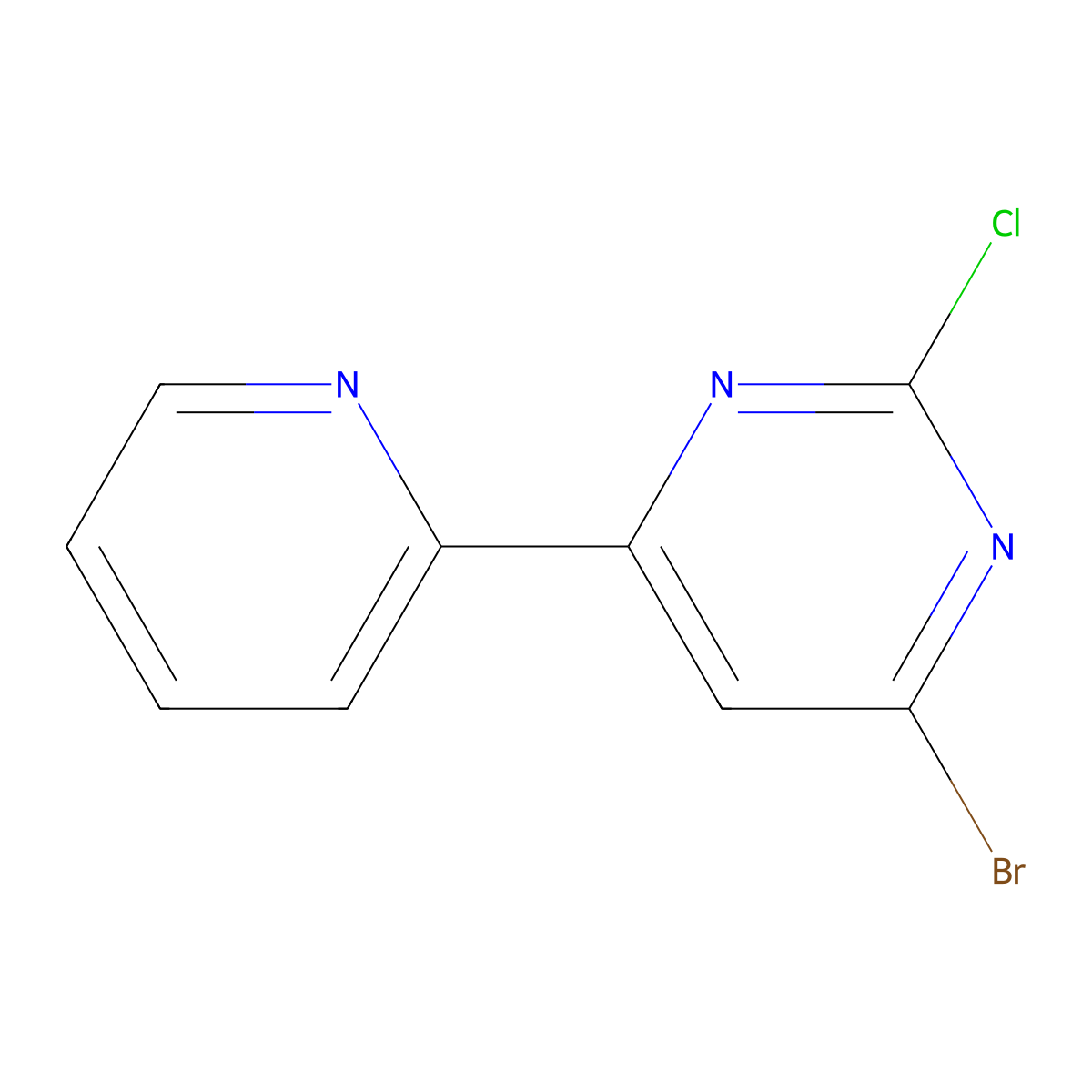 2-Chloro-4-bromo-6-(2-pyridyl)pyrimidine molecular structure, CAS 1412957-41-5
