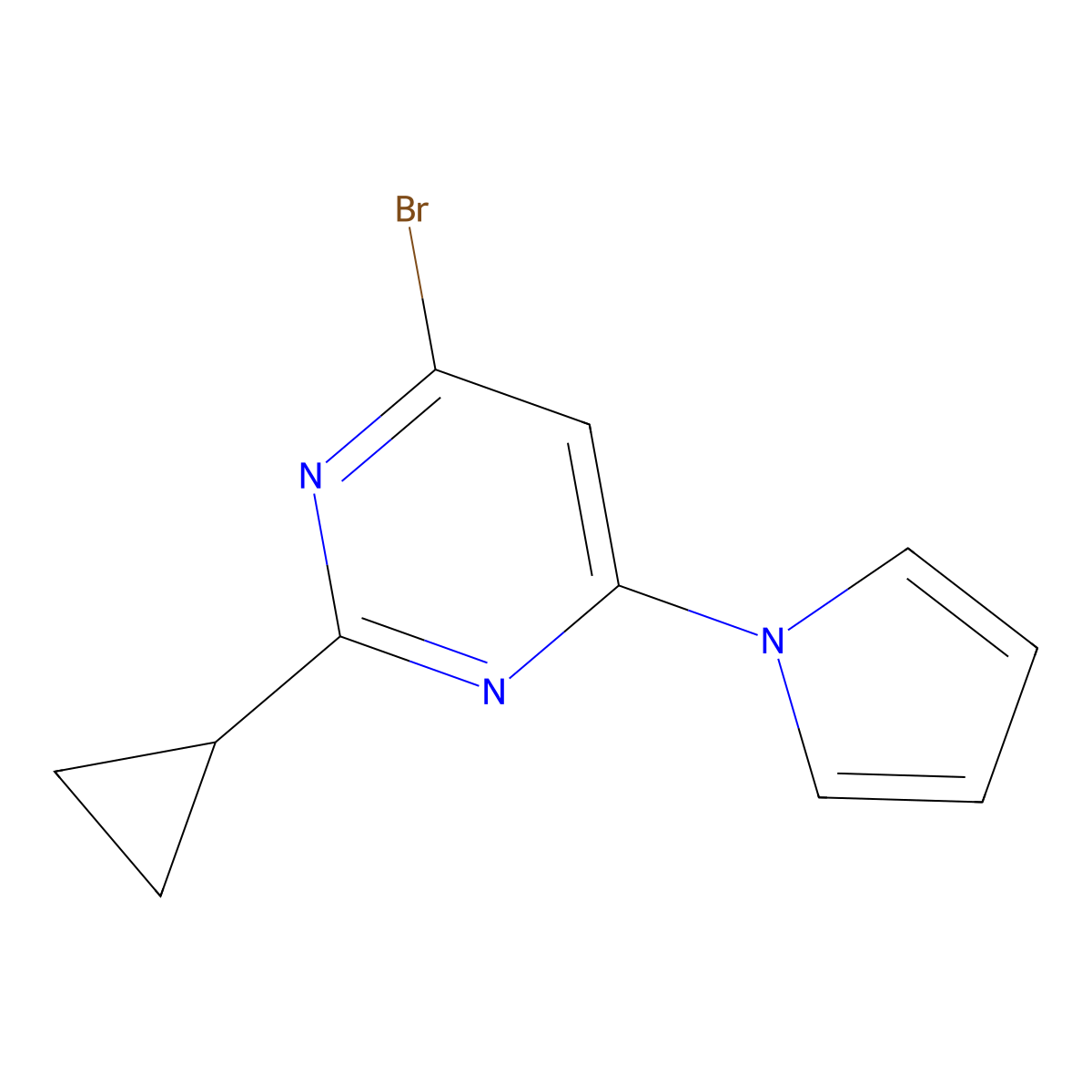 4-Bromo-2-cyclopropyl-6-(1H-pyrrol-1-yl)pyrimidine molecular structure, CAS 1412957-42-6