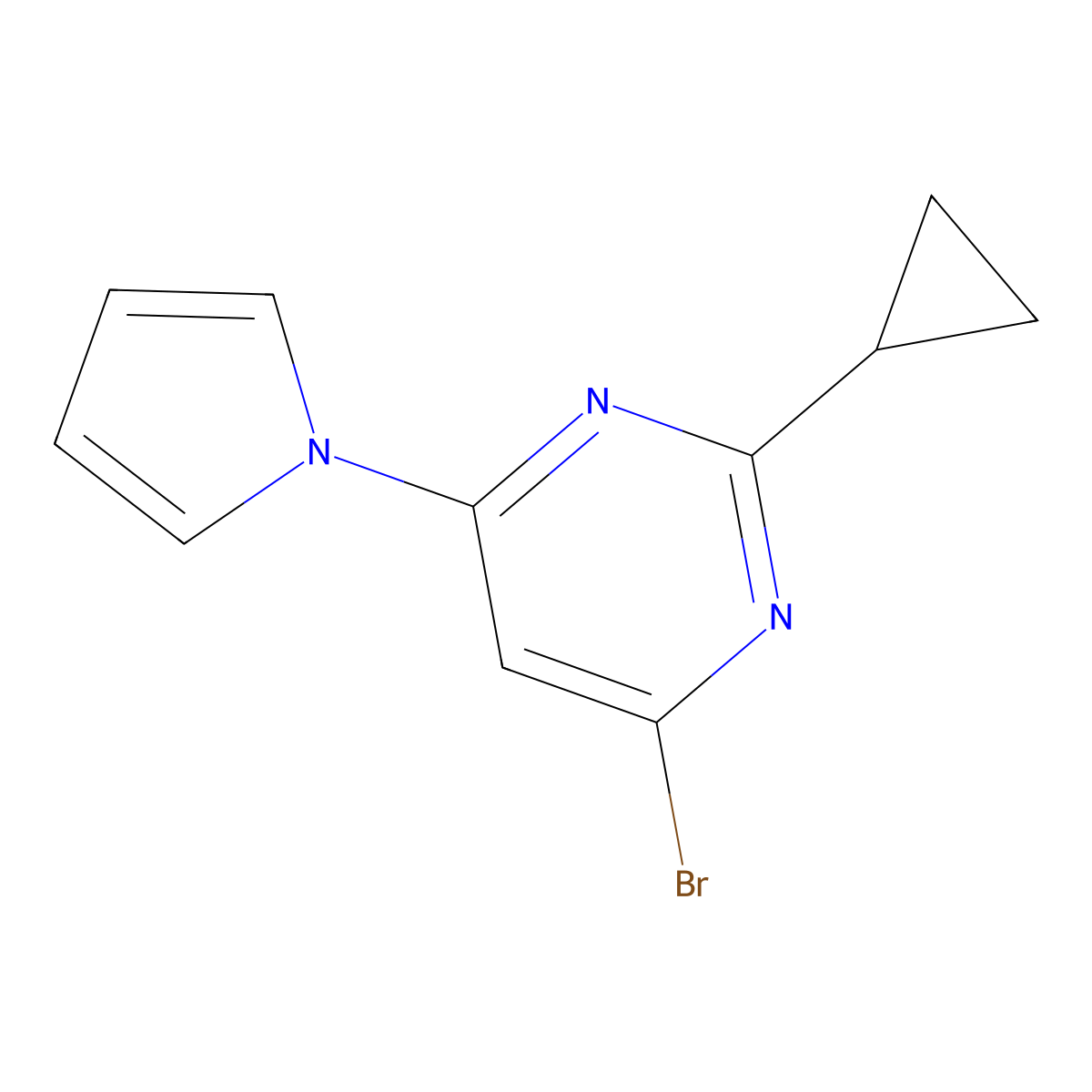 4-Bromo-2-cyclopropyl-6-(1H-pyrrol-1-yl)pyrimidine molecular structure, CAS 1412957-42-6