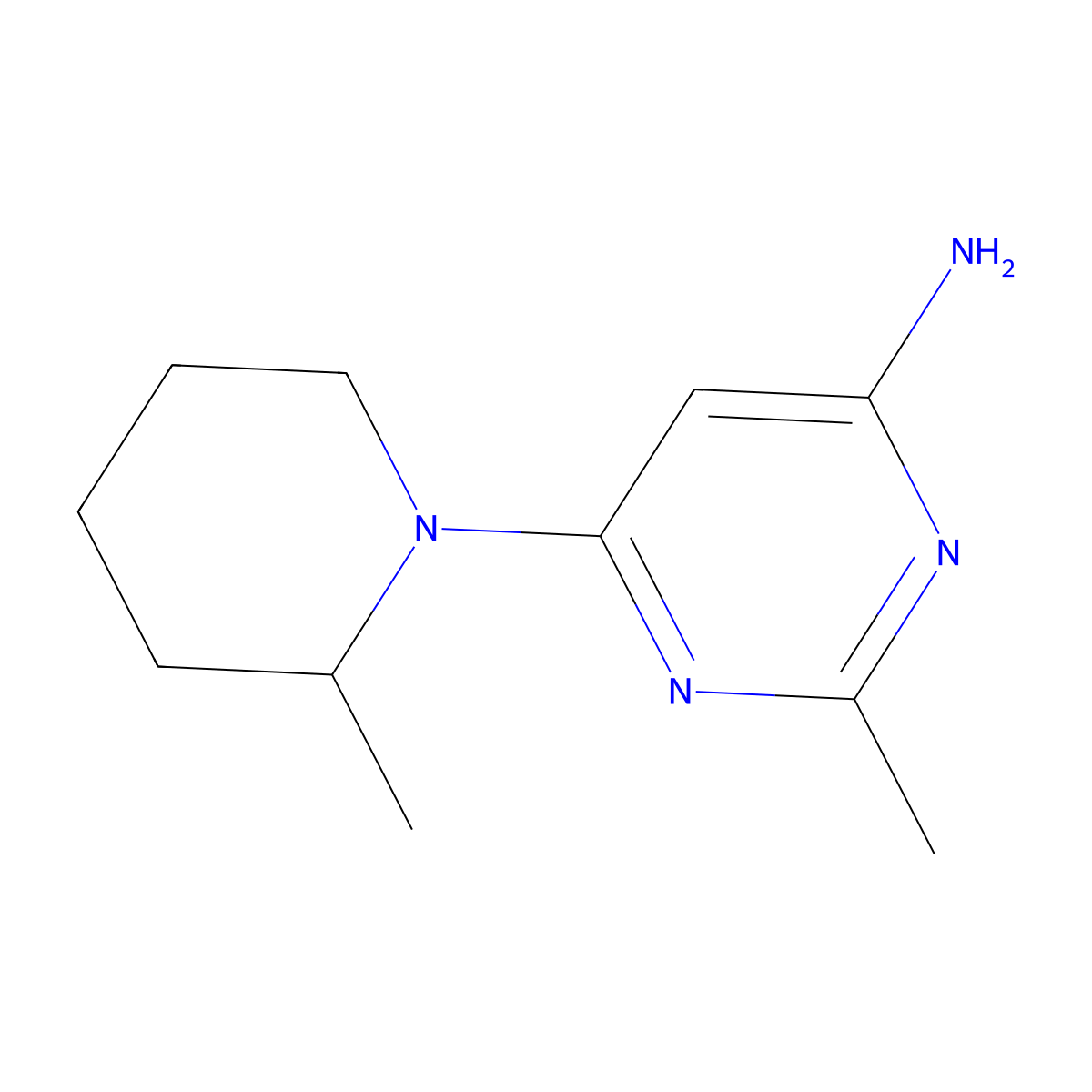 2-Methyl-6-(2-methylpiperidin-1-yl)pyrimidin-4-amine molecular structure, CAS 1412957-44-8