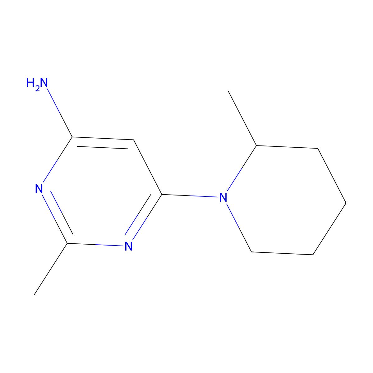 2-Methyl-6-(2-methylpiperidin-1-yl)pyrimidin-4-amine molecular structure, CAS 1412957-44-8