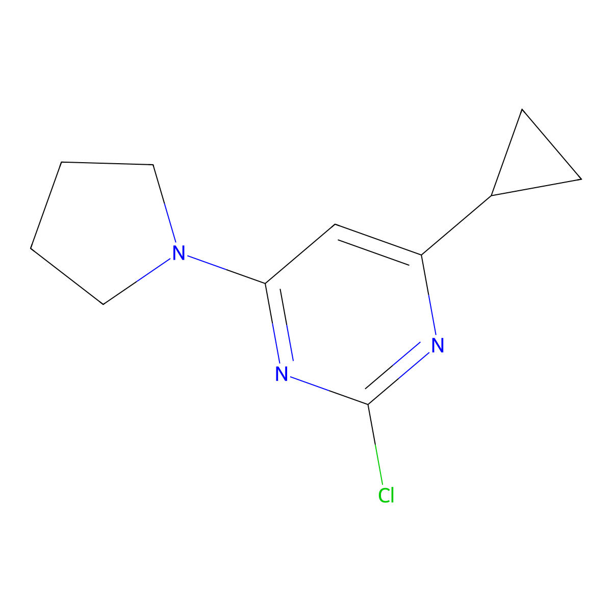 2-Chloro-4-(pyrrolidin-1-yl)-6-cyclopropylpyrimidine molecular structure, CAS 1412957-46-0