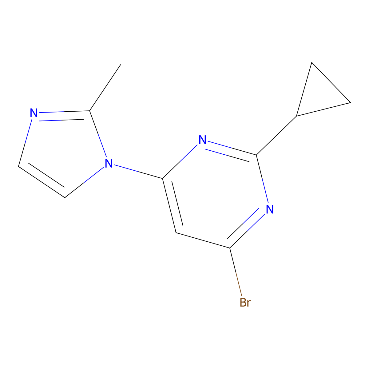 4-Bromo-2-cyclopropyl-6-(2-methylimidazol-1-yl)pyrimidine molecular structure, CAS 1412957-47-1