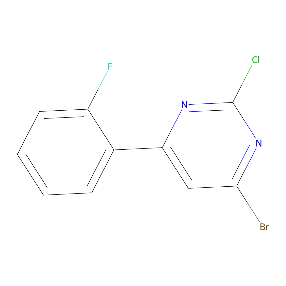 2-Chloro-4-bromo-6-(2-fluorophenyl)pyrimidine molecular structure, CAS 1412957-50-6