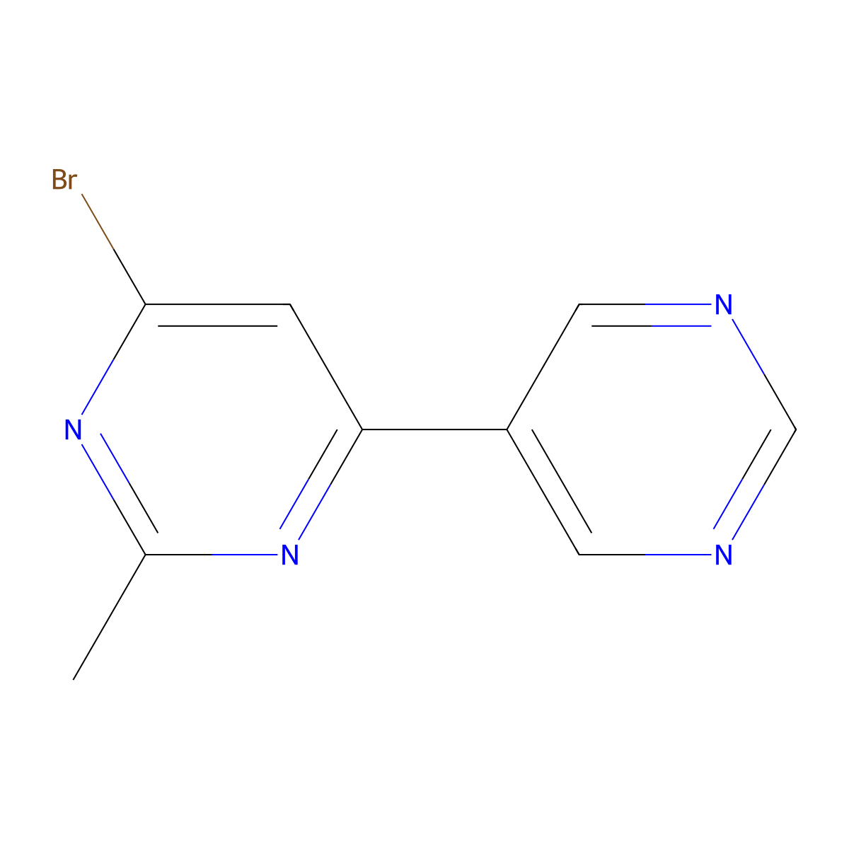 4-Bromo-2-methyl-6-(pyrimidin-5-yl)pyrimidine molecular structure, CAS 1412957-51-7