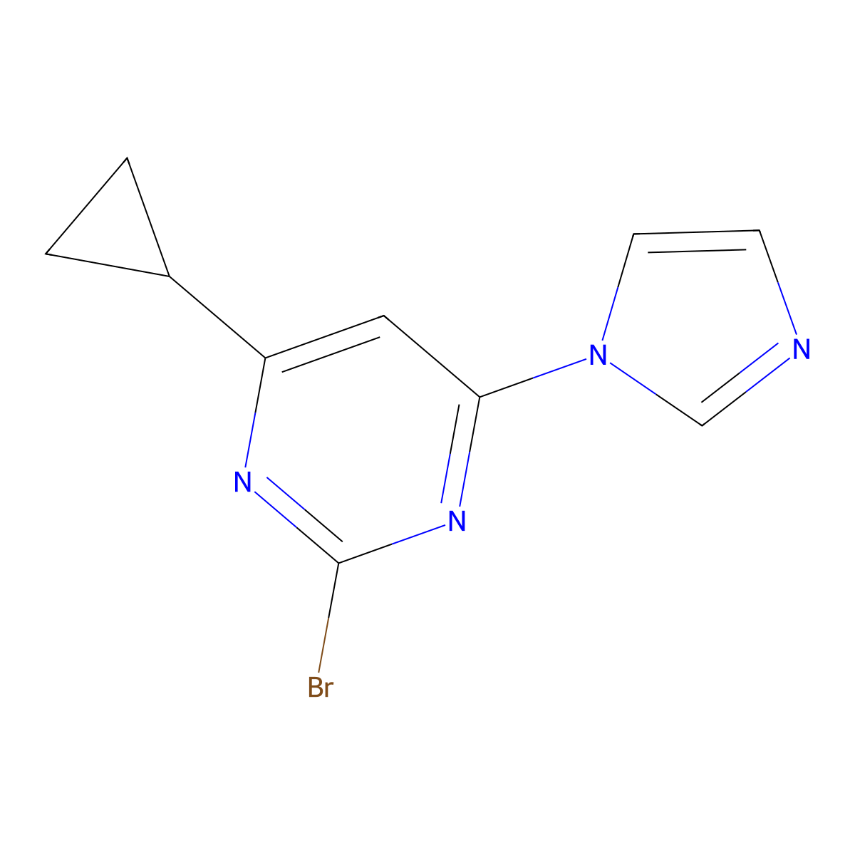 2-bromo-4-(1H-imidazol-1-yl)-6-cyclopropylpyrimidine molecular structure, CAS 1412957-52-8