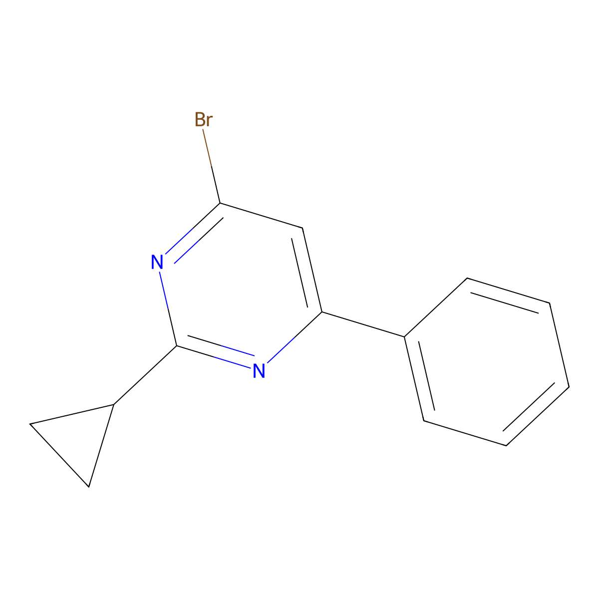 4-Bromo-2-cyclopropyl-6-phenylpyrimidine molecular structure, CAS 1412957-55-1