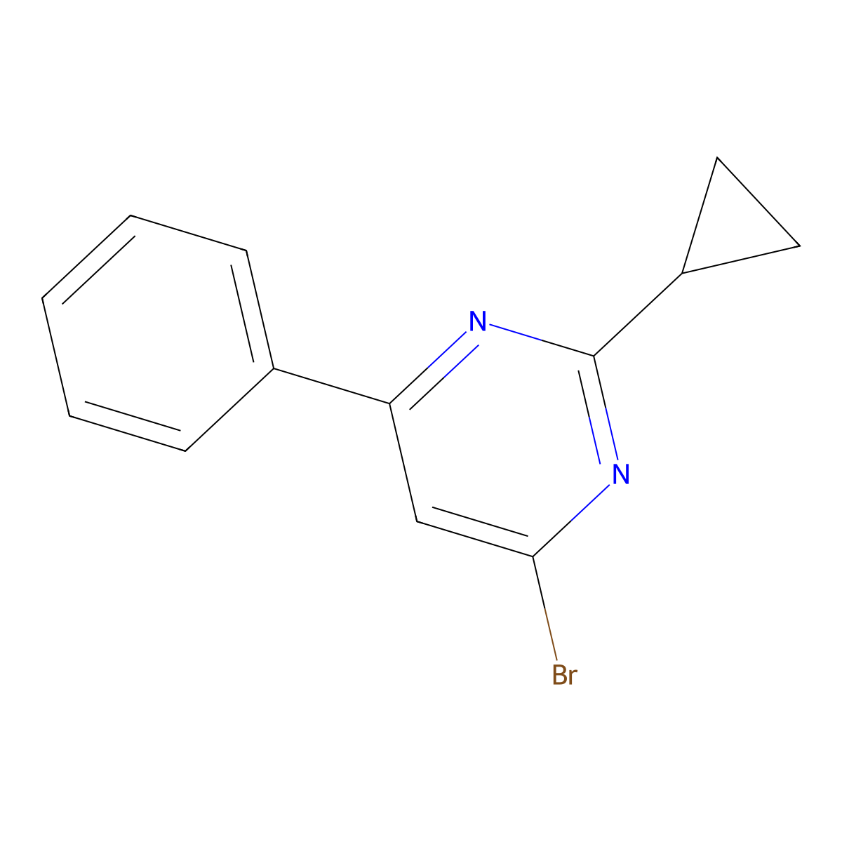 4-Bromo-2-cyclopropyl-6-phenylpyrimidine molecular structure, CAS 1412957-55-1