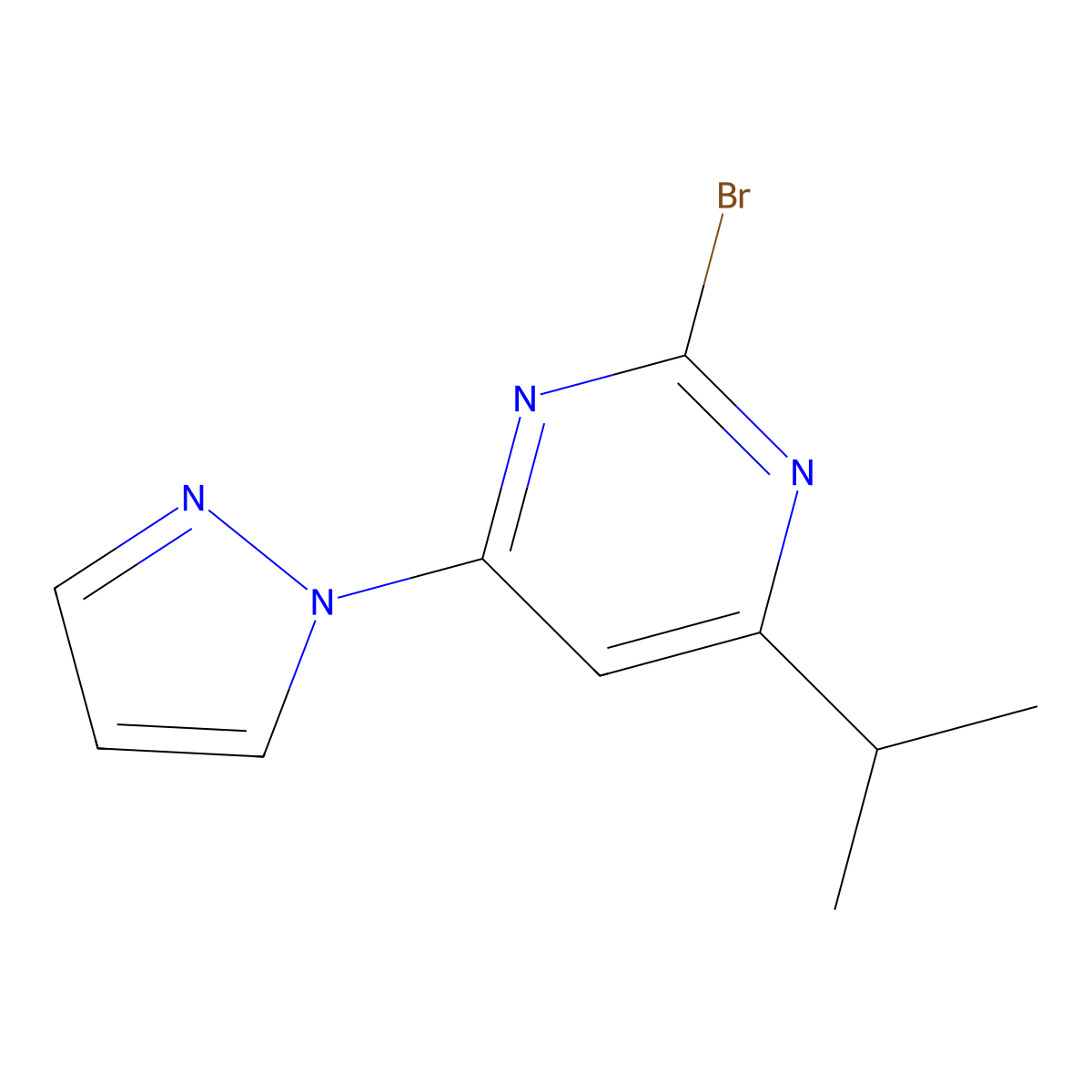 2-Bromo-4-(1H-pyrozol-1-yl)-6-(iso-propyl)pyrimidine molecular structure, CAS 1412957-61-9