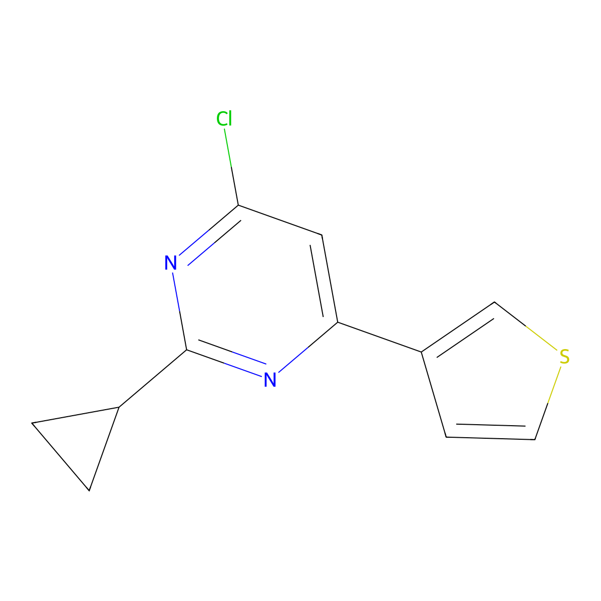 4-Chloro-2-cyclopropyl-6-(thiophen-3-yl)pyrimidine molecular structure, CAS 1412957-62-0