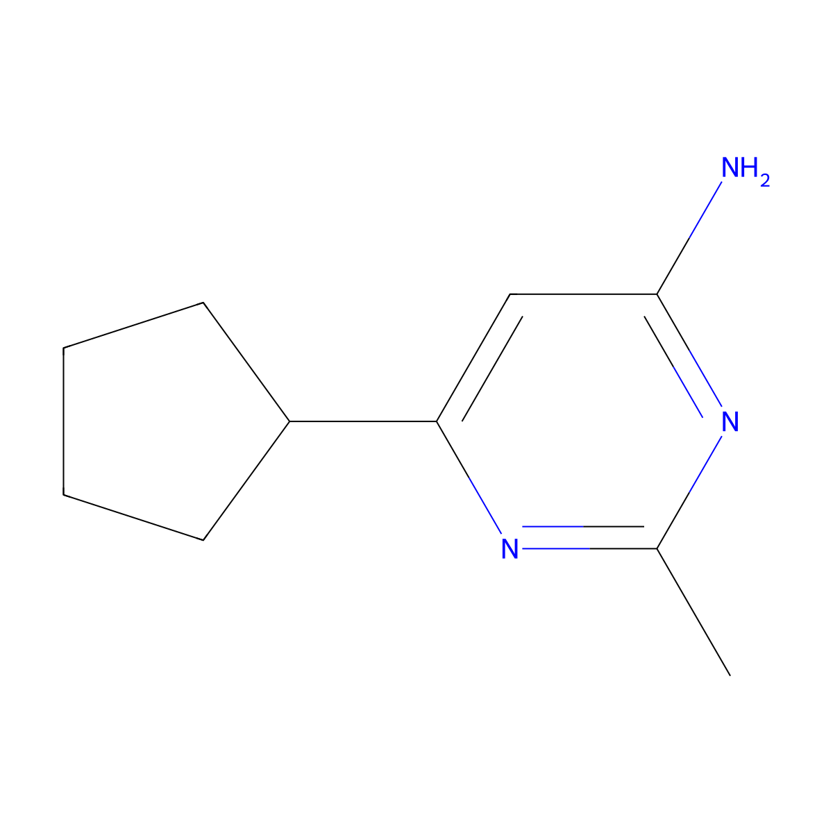 6-Cyclopentyl-2-methylpyrimidin-4-amine molecular structure, CAS 1412957-63-1