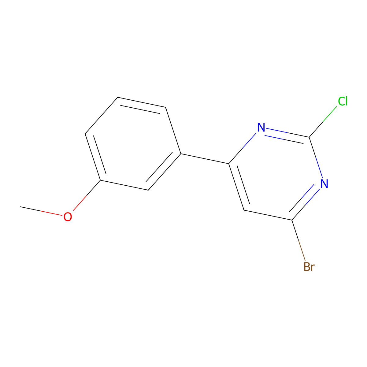 2-Chloro-4-bromo-6-(3-methoxyphenyl)pyrimidine molecular structure, CAS 1412957-64-2