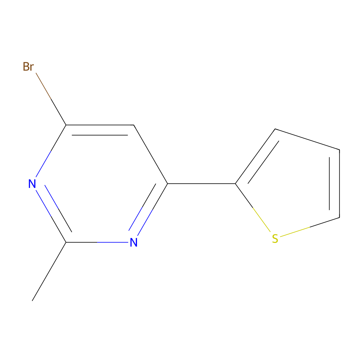4-Bromo-2-methyl-6-(2-thienyl)pyrimidine molecular structure, CAS 1412957-69-7