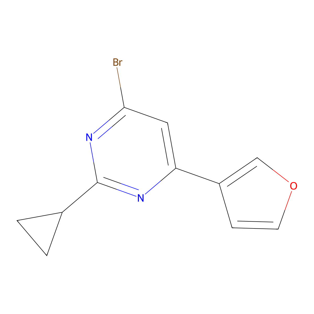 4-Bromo-2-cyclopropyl-6-(3-furyl)pyrimidine molecular structure, CAS 1412957-73-3