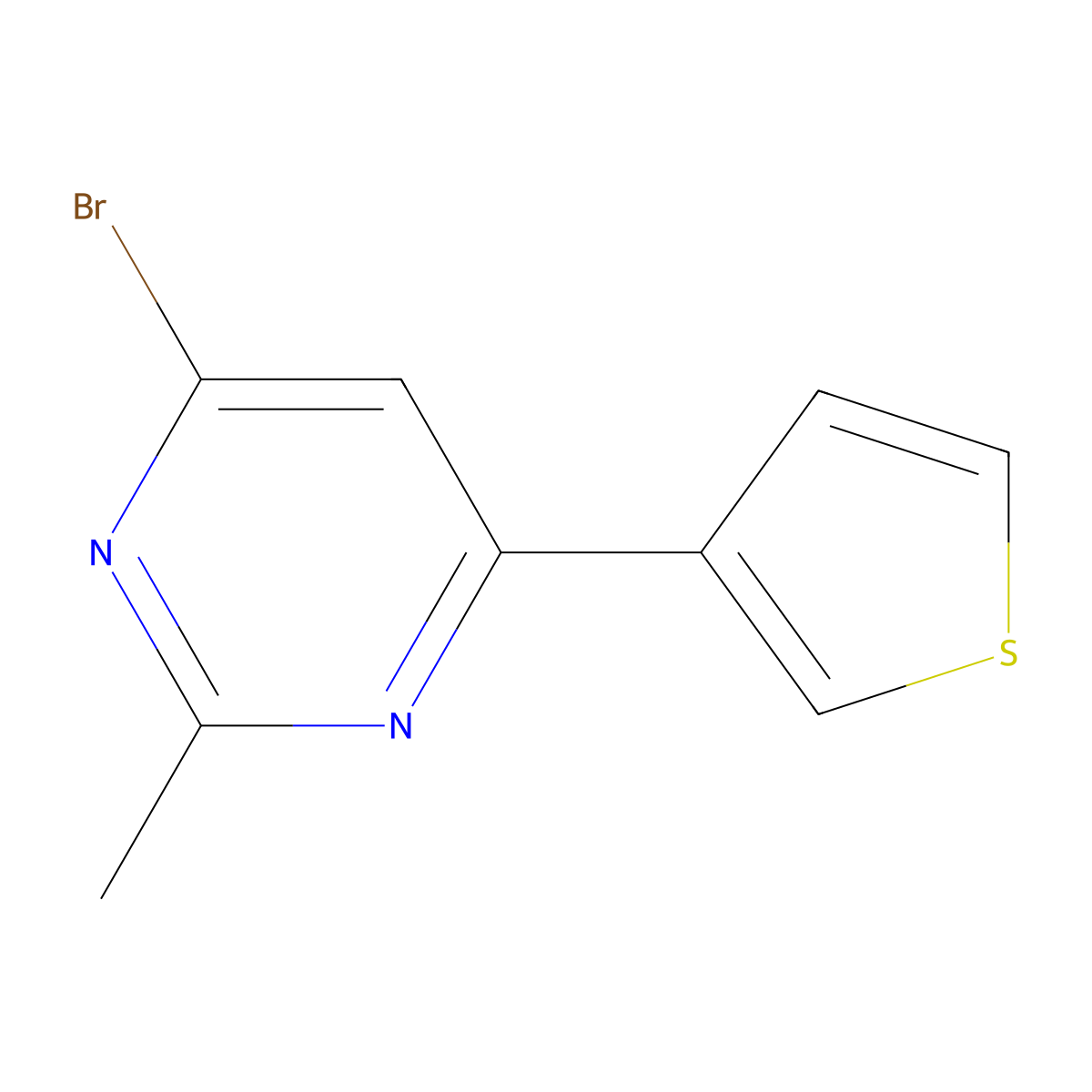 4-Bromo-2-methyl-6-(3-thienyl)pyrimidine molecular structure, CAS 1412957-78-8