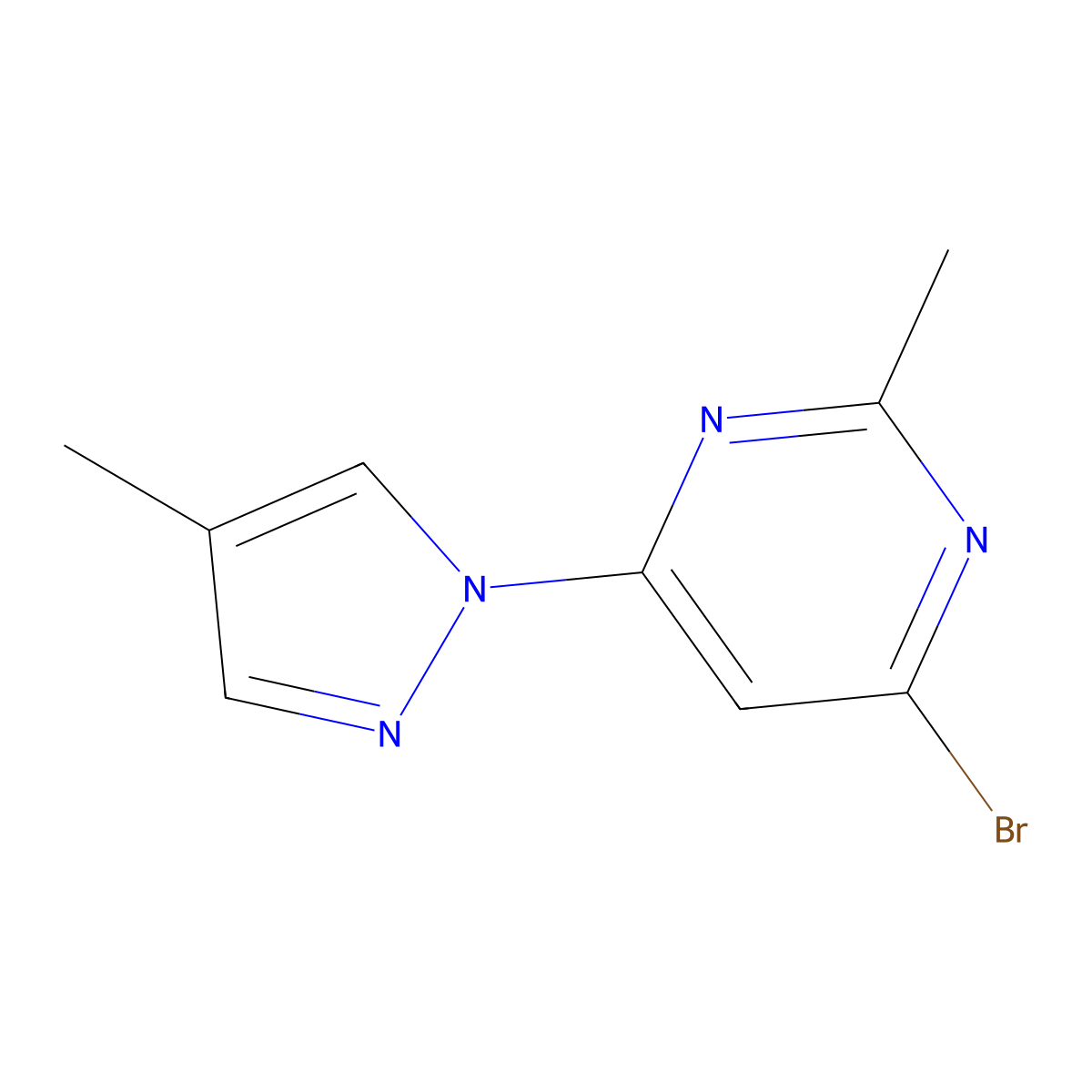4-bromo-2-methyl-6-(1H-4-methylpyrozol-1-yl)pyrimidine molecular structure, CAS 1412957-80-2