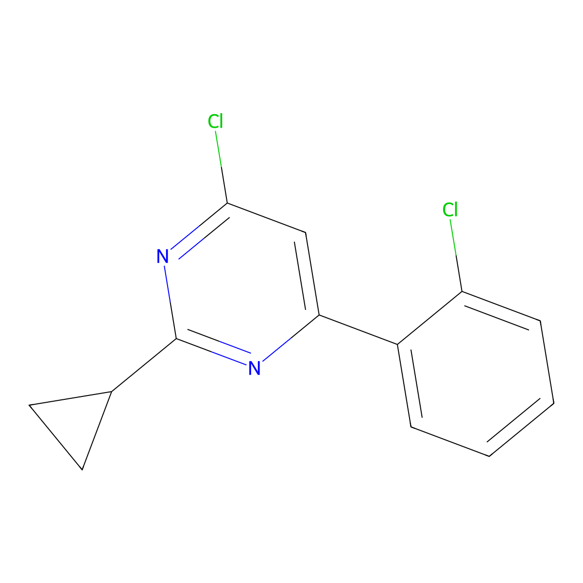4-Chloro-6-(2-chlorophenyl)-2-cyclopropylpyrimidine molecular structure, CAS 1412957-81-3