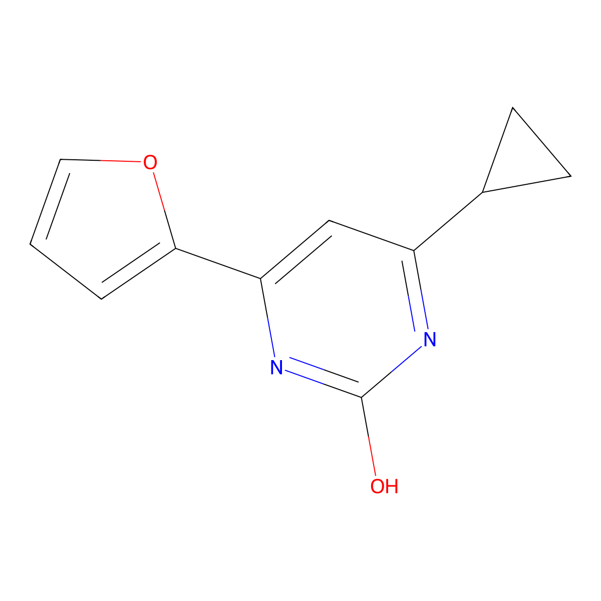 2-Hydroxy-4-(2-furyl)-6-cyclopropylpyrimidine molecular structure, CAS 1412957-86-8