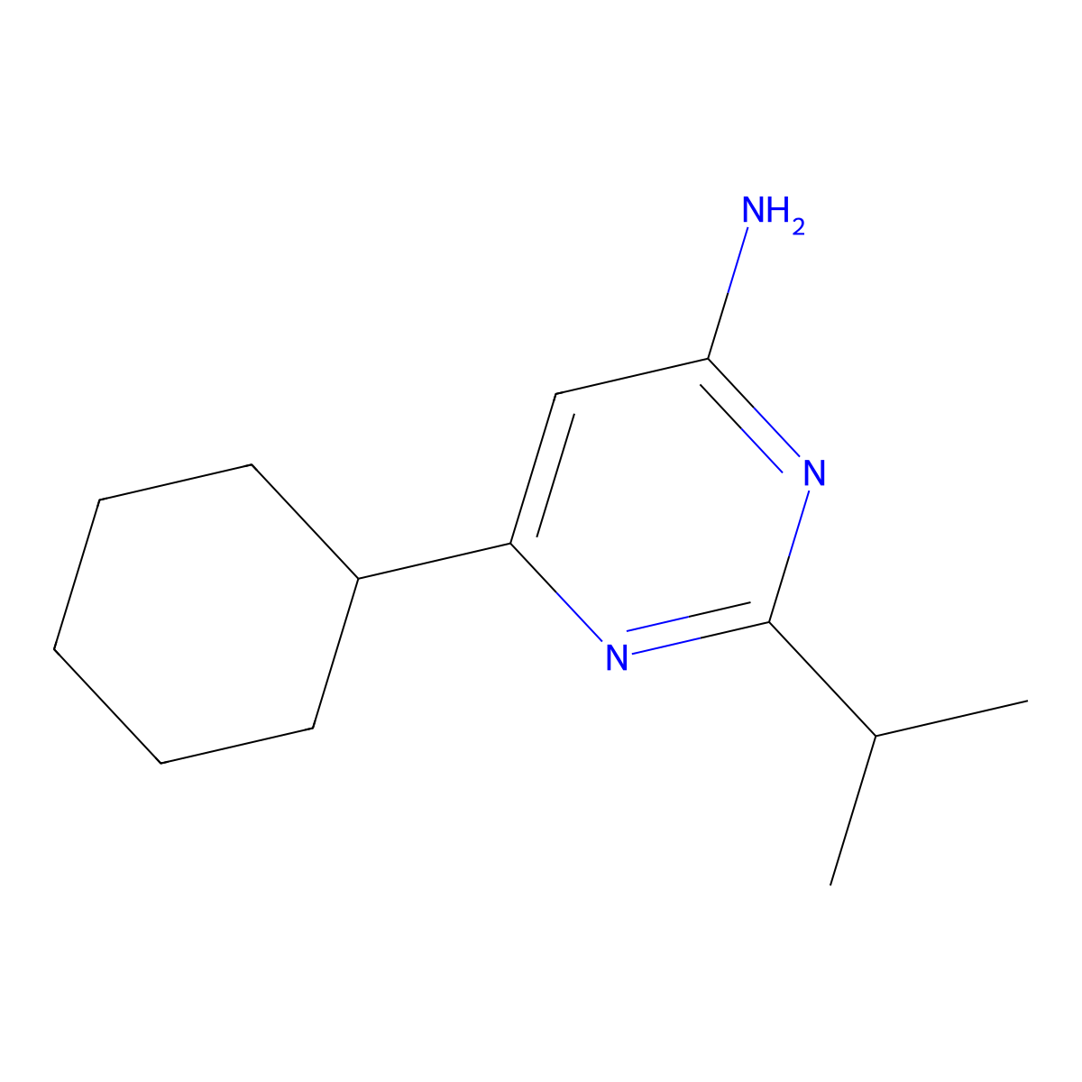 6-Cyclohexyl-2-(propan-2-yl)pyrimidin-4-amine molecular structure, CAS 1412957-87-9