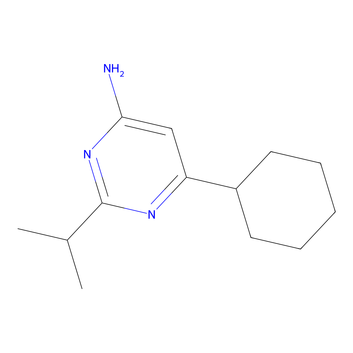 6-Cyclohexyl-2-(propan-2-yl)pyrimidin-4-amine molecular structure, CAS 1412957-87-9