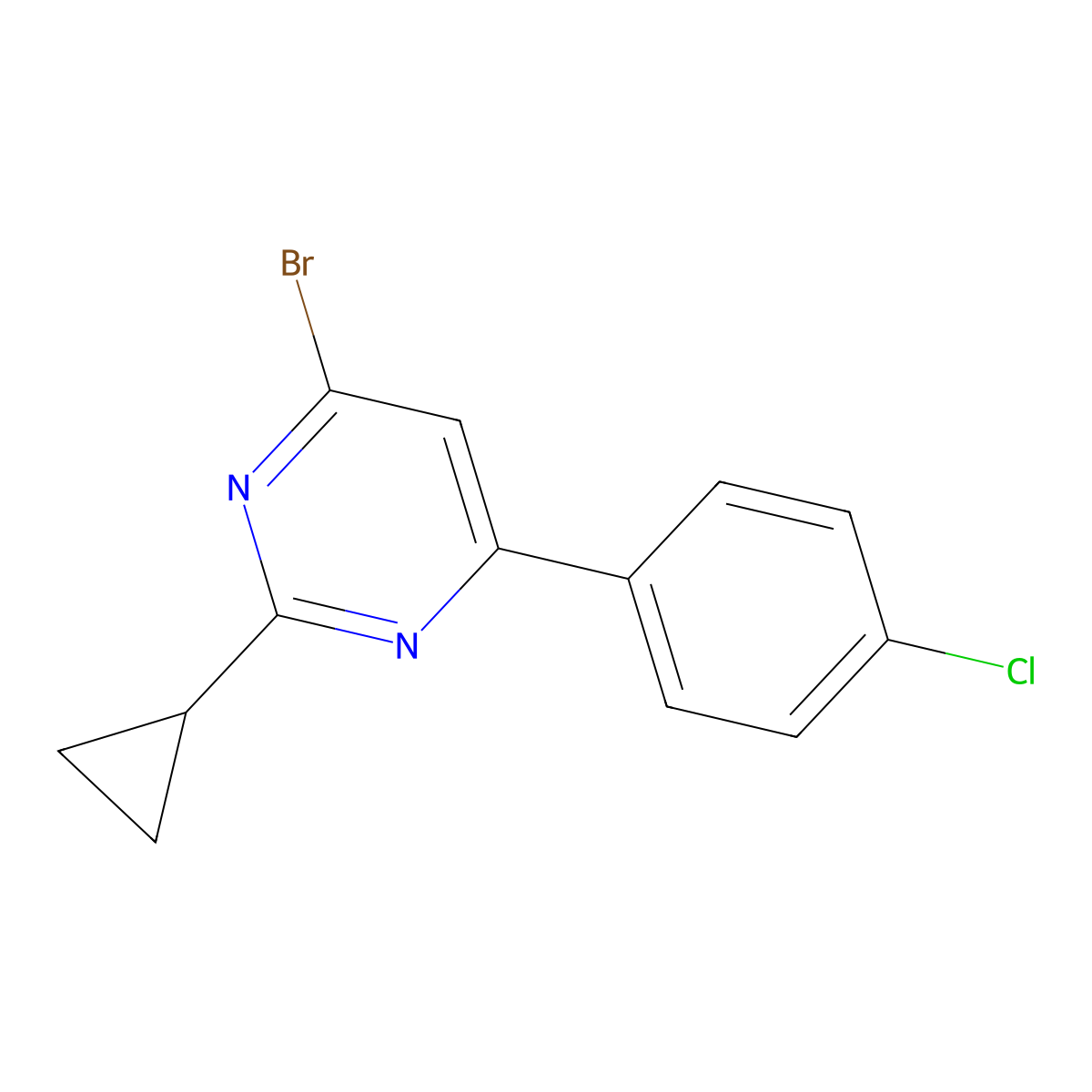 4-Bromo-2-cyclopropyl-6-(4-chlorophenyl)pyrimidine molecular structure, CAS 1412957-88-0