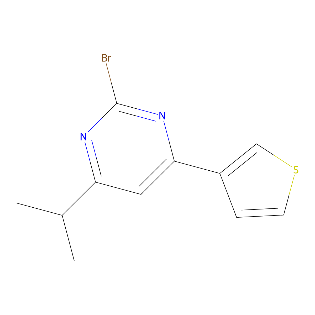 2-Bromo-4-(3-thienyl)-6-(iso-propyl)pyrimidine molecular structure, CAS 1412957-92-6