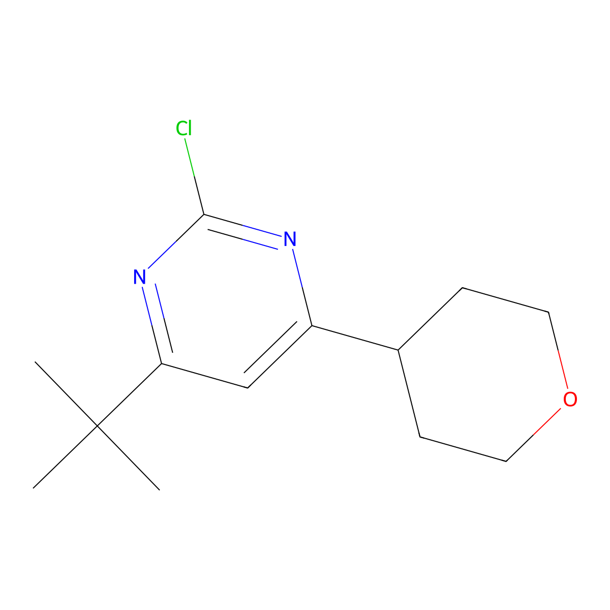 2-Chloro-4-(4-tetrahydropyranyl)-6-(tert-butyl)pyrimidine molecular structure, CAS 1412957-93-7