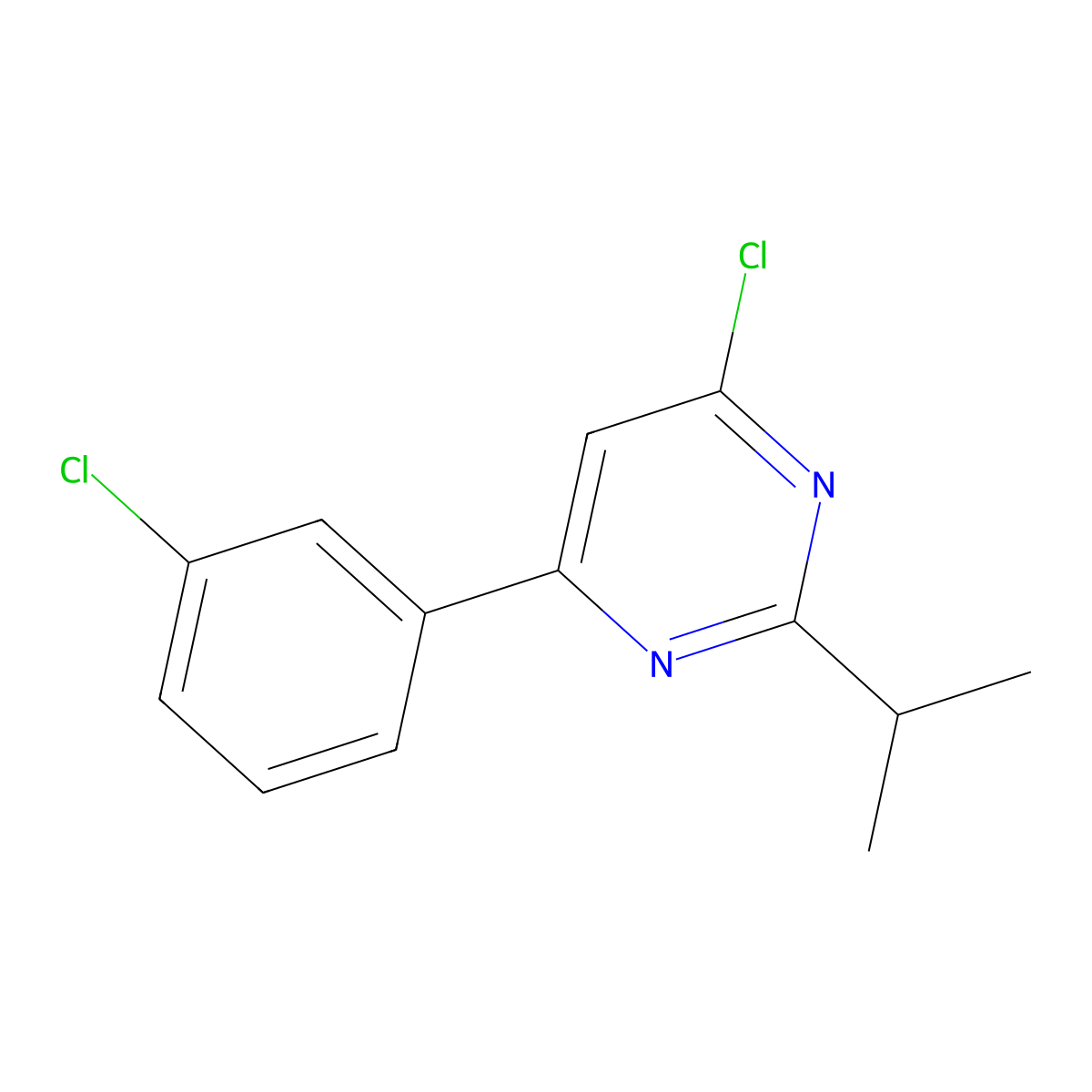4-Chloro-6-(3-chlorophenyl)-2-(iso-propyl)pyrimidine molecular structure, CAS 1412957-94-8