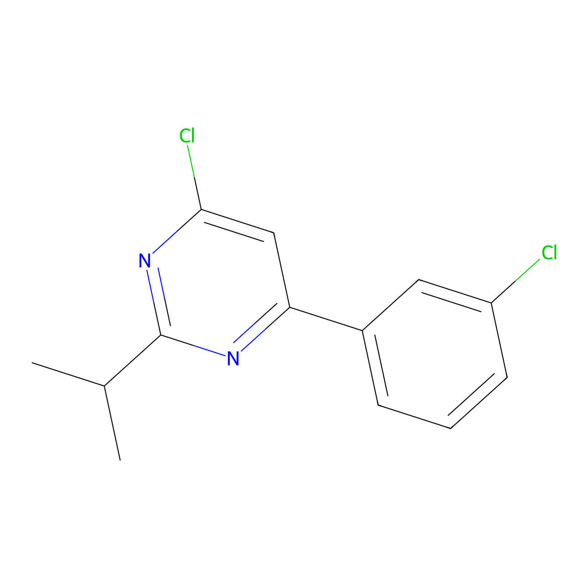 4-Chloro-6-(3-chlorophenyl)-2-(iso-propyl)pyrimidine molecular structure, CAS 1412957-94-8