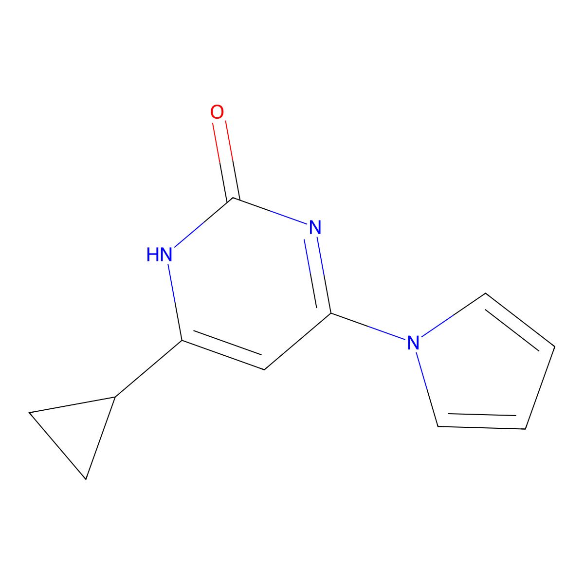 2-hydroxy-4-(1H-pyrrol-1-yl)-6-cyclopropylpyrimidine molecular structure, CAS 1412957-95-9