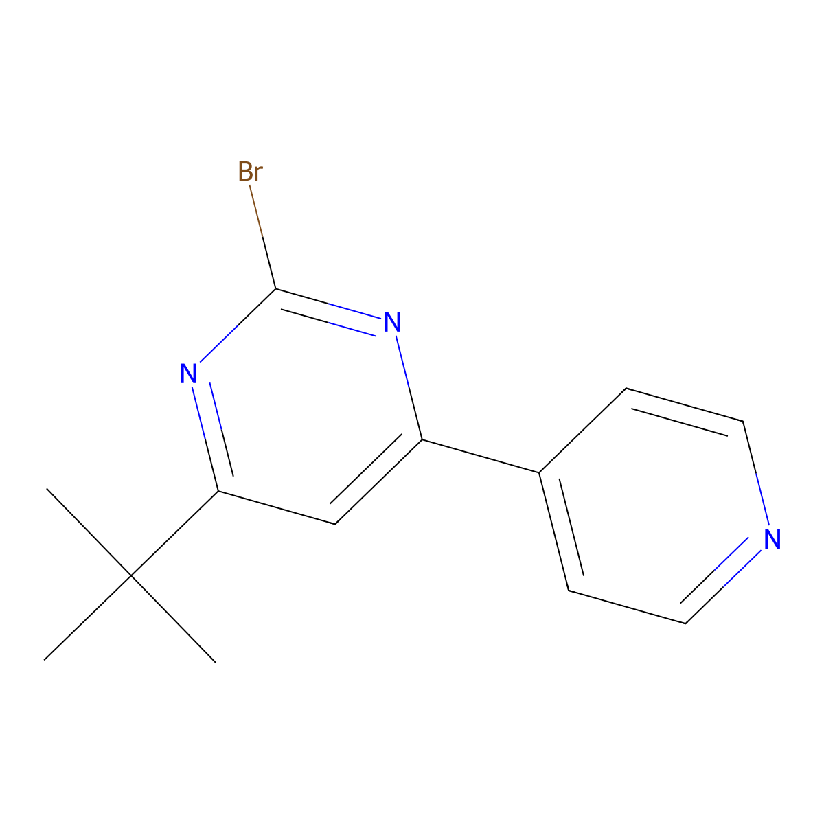 2-Bromo-4-(pyridin-4-yl)-6-(tert-butyl)pyrimidine molecular structure, CAS 1412957-97-1