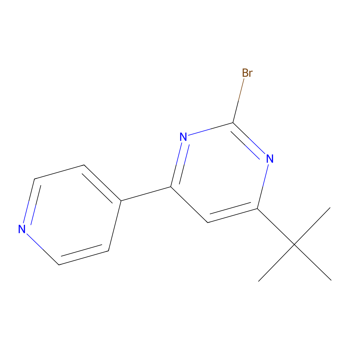 2-Bromo-4-(pyridin-4-yl)-6-(tert-butyl)pyrimidine molecular structure, CAS 1412957-97-1