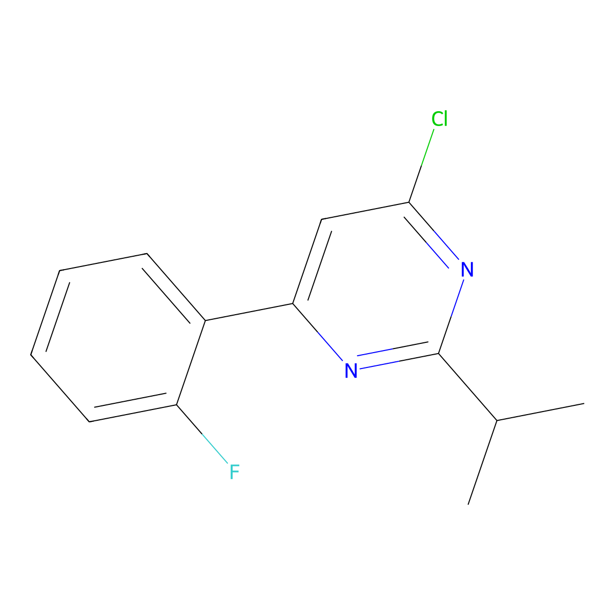 4-Chloro-6-(2-fluorophenyl)-2-(iso-propyl)pyrimidine molecular structure, CAS 1412957-98-2