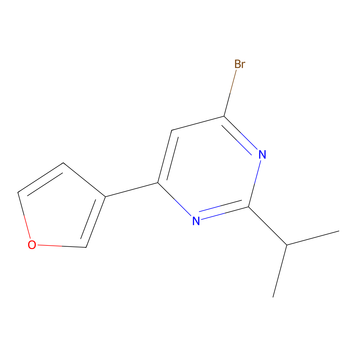 4-Bromo-2-(iso-propyl)-6-(3-furyl)pyrimidine molecular structure, CAS 1412958-00-9