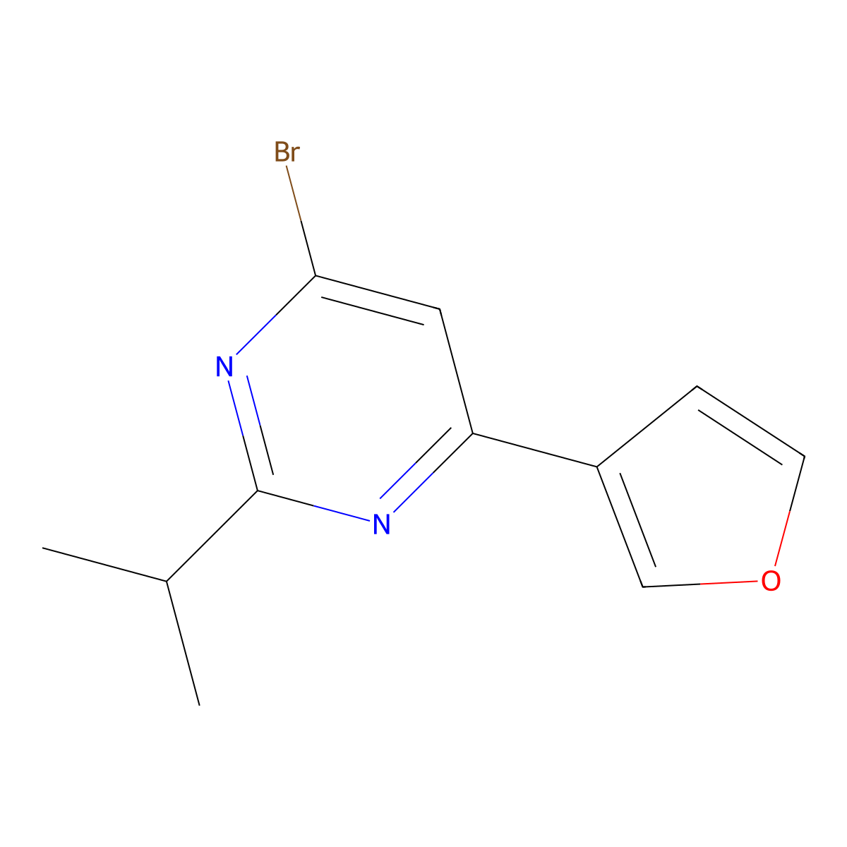 4-Bromo-2-(iso-propyl)-6-(3-furyl)pyrimidine molecular structure, CAS 1412958-00-9