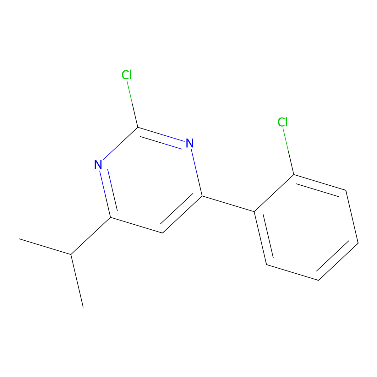 2-Chloro-4-(2-chlorophenyl)-6-(iso-propyl)pyrimidine molecular structure, CAS 1412958-02-1
