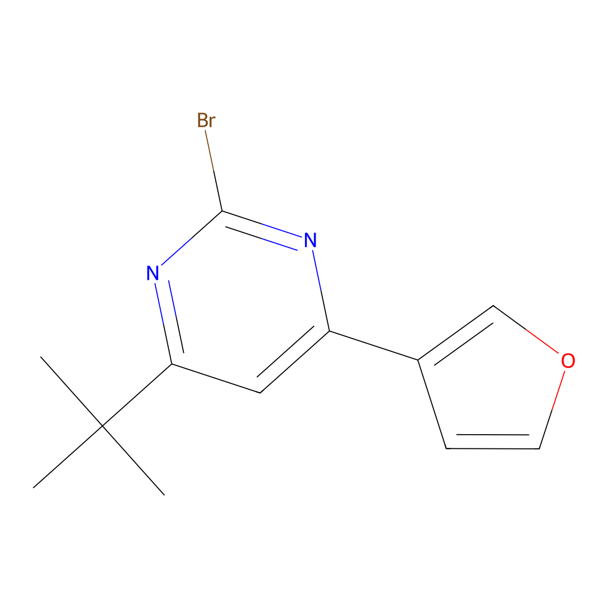 2-Bromo-4-(3-furyl)-6-(tert-butyl)pyrimidine molecular structure, CAS 1412958-04-3