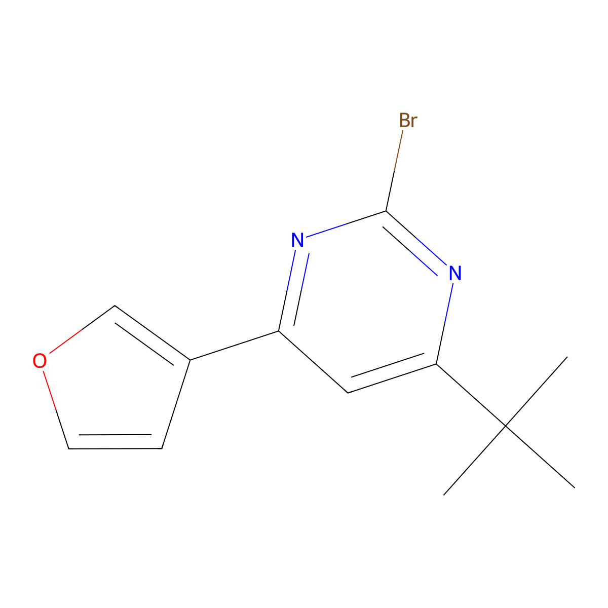 2-Bromo-4-(3-furyl)-6-(tert-butyl)pyrimidine molecular structure, CAS 1412958-04-3