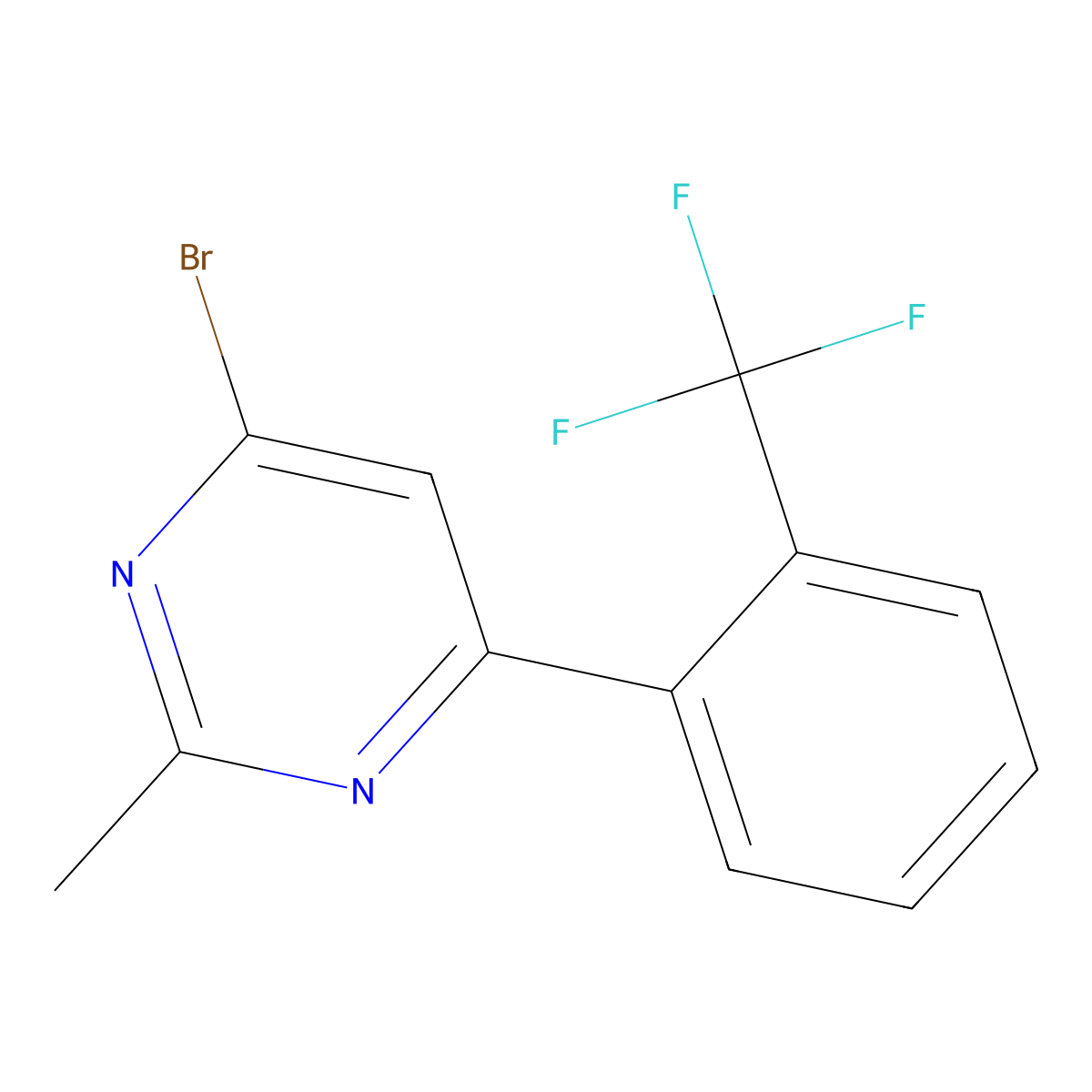 4-Bromo-2-methyl-6-(2-trifluoromethylphenyl)pyrimidine molecular structure, CAS 1412958-08-7
