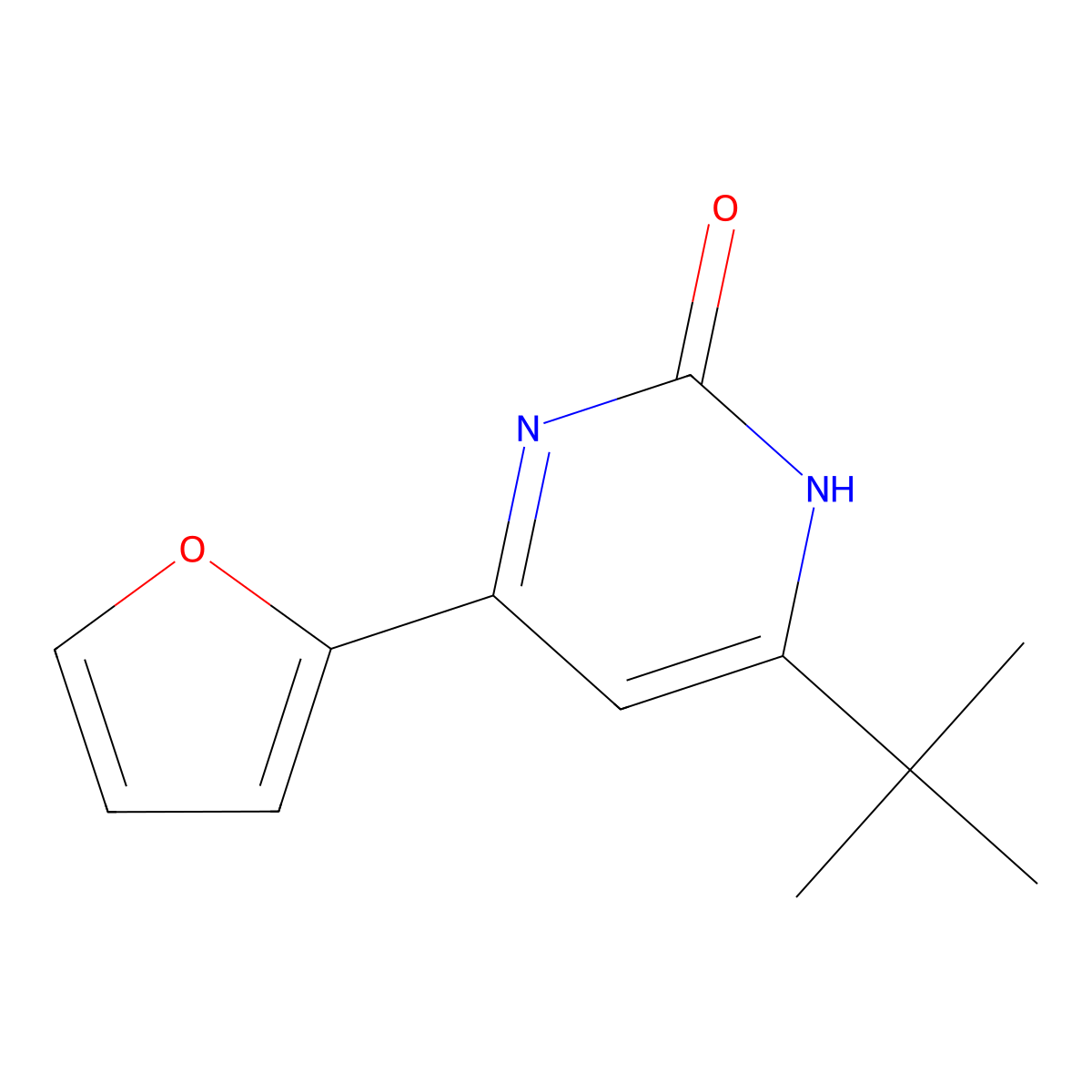 2-Hydroxy-4-(2-furyl)-6-(tert-butyl)pyrimidine molecular structure, CAS 1412958-11-2